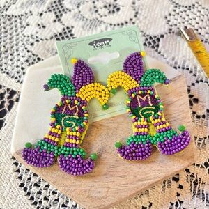 Mardi Gras Jester Statement Earrings
